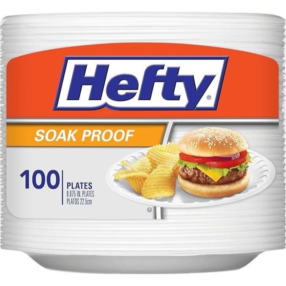 Hefty Everyday 9 Inch Foam Plates, White, 100 Count (Pack of 1)